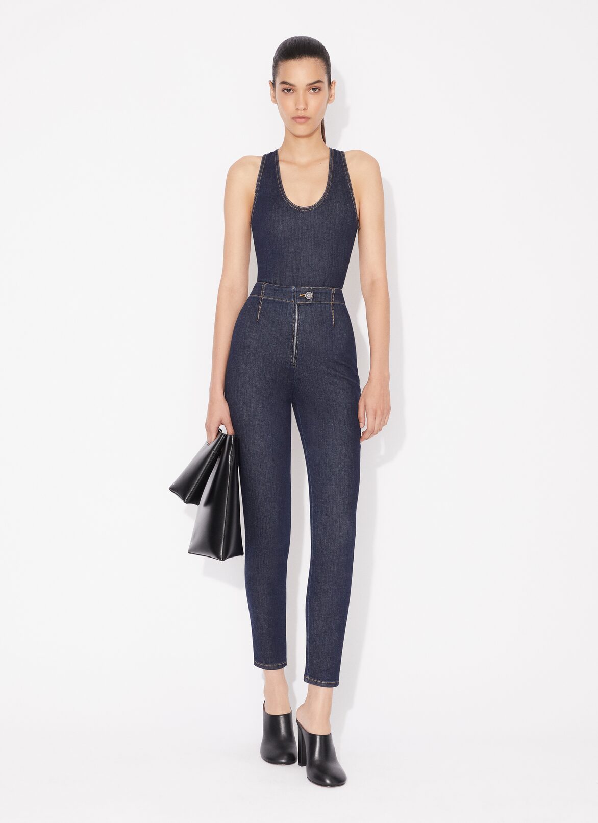 DENIM CROSSBACK BODY ALAÏA BLUE DENIM CROSSBACK BODY